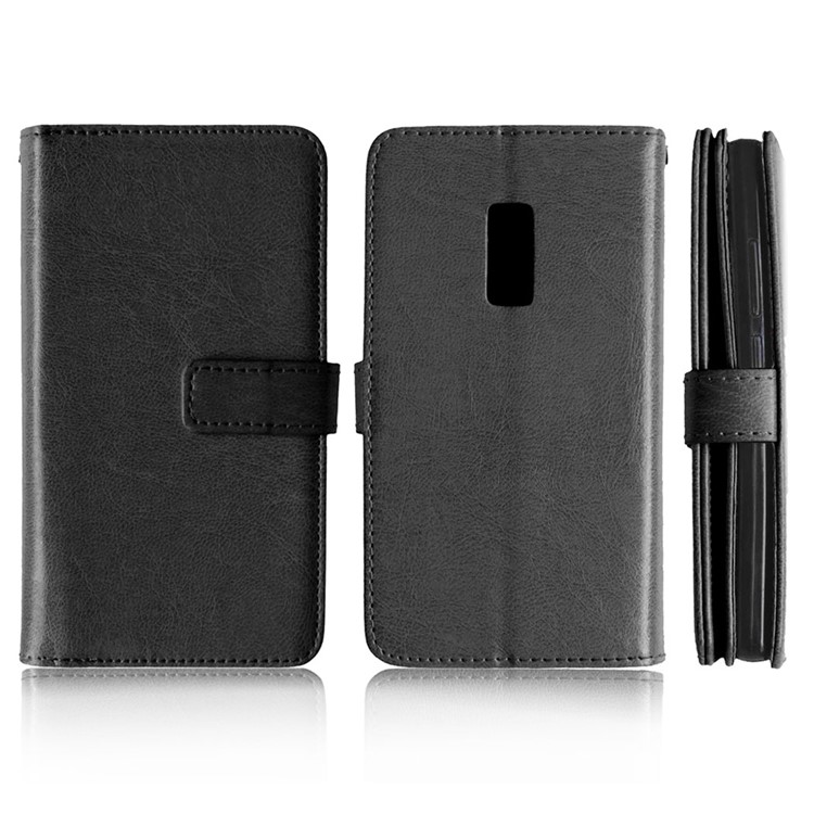 Crazy Horse Leather Multiple 9 Card Slots Wallet Case for OnePlus 2 - Black-3