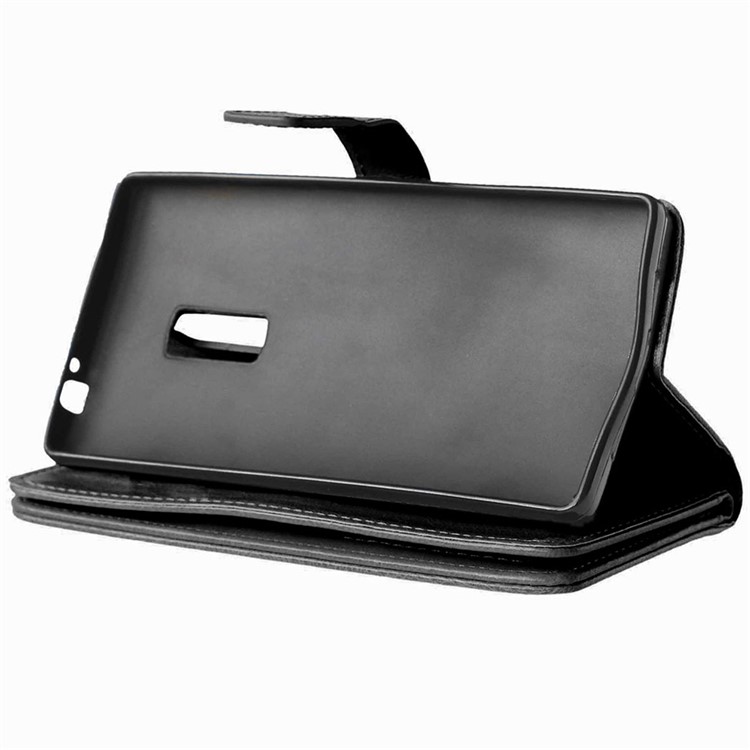 Crazy Horse Leather Multiple 9 Card Slots Wallet Case for OnePlus 2 - Black-5