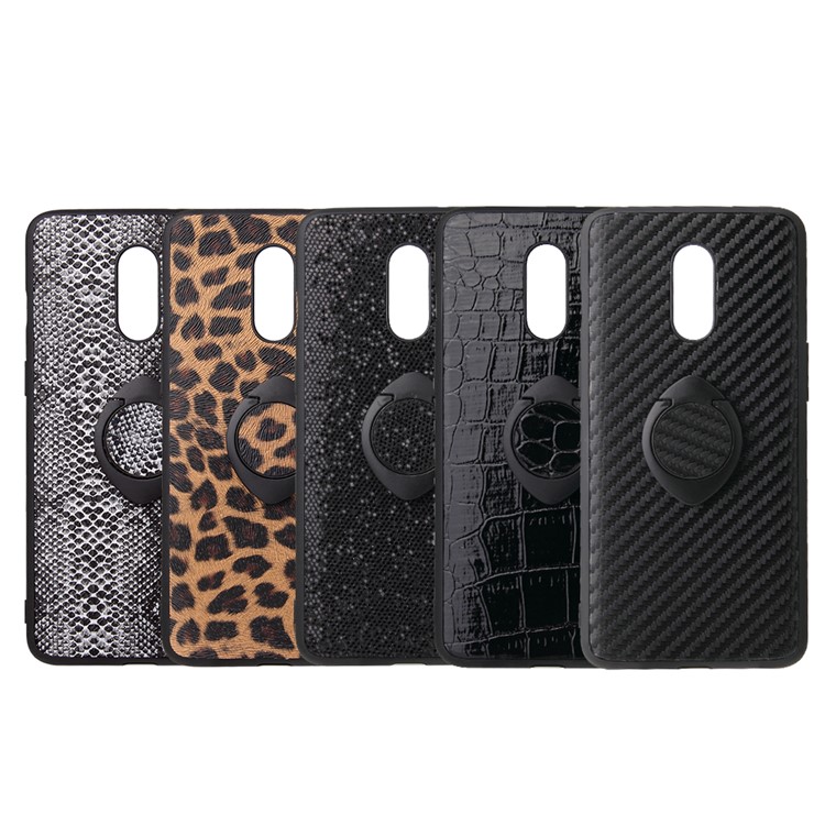 Phone Shell PU Leather+TPU with Kickstand Casing for OnePlus 7 - Black Carbon Fiber Texture-10