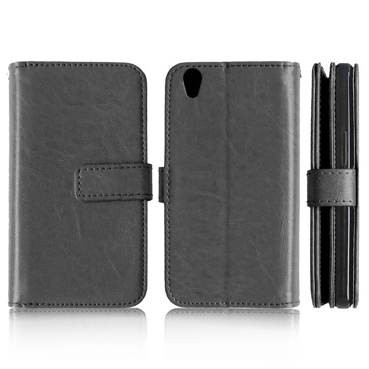 For OnePlus X Crazy Horse 9 Card Holders Wallet Leather Case Cover - Black-3