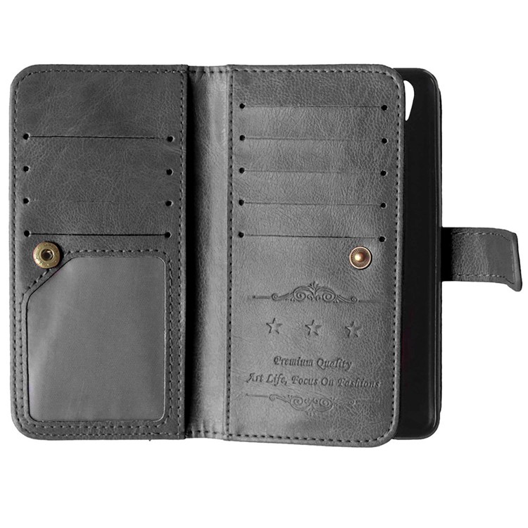 For OnePlus X Crazy Horse 9 Card Holders Wallet Leather Case Cover - Black-6