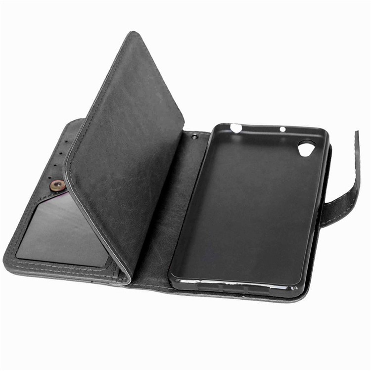 For OnePlus X Crazy Horse 9 Card Holders Wallet Leather Case Cover - Black-7
