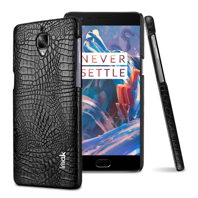 IMAK Ruiyi Series Crocodile Leather Coated PC Hard Case for OnePlus 3T / 3 - Black-1