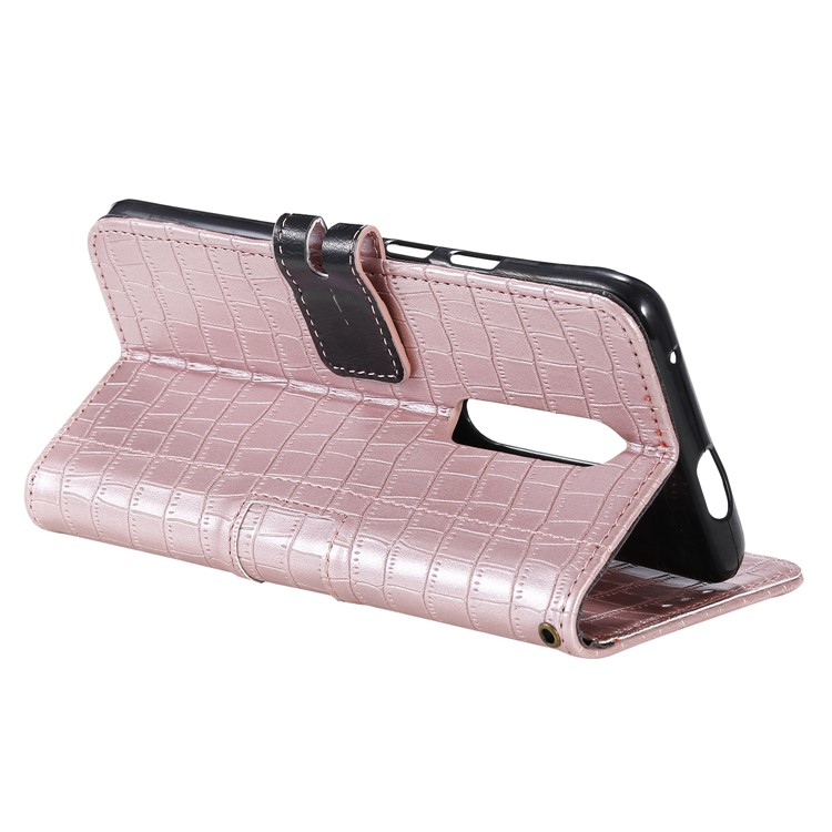 Crocodile Texture Wallet Phone Shell Stand Leather Case for OnePlus 7 Pro - Rose Gold-6