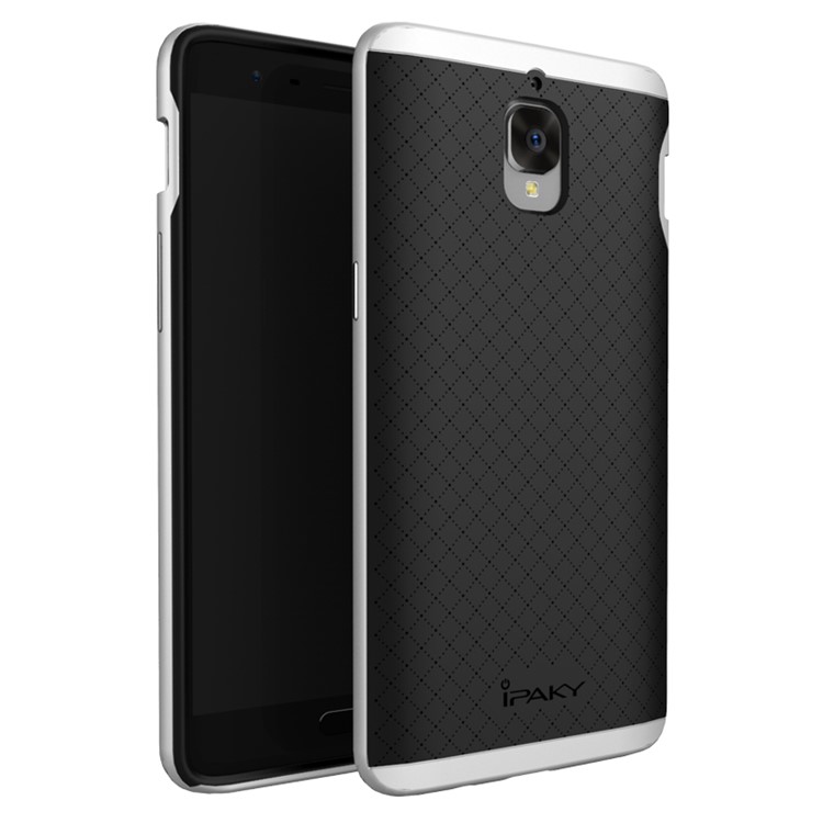 IPAKY PC Frame + TPU Back Hybrid Cell Phone Case for OnePlus 3 / 3T - Silver-1