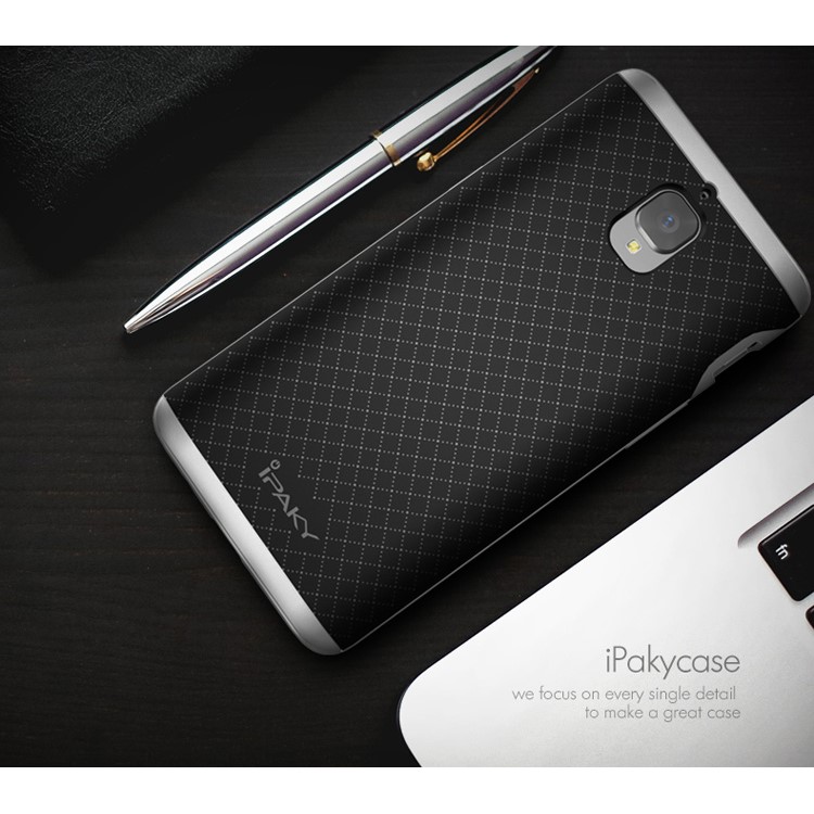 IPAKY PC Frame + TPU Back Hybrid Cell Phone Case for OnePlus 3 / 3T - Silver-2