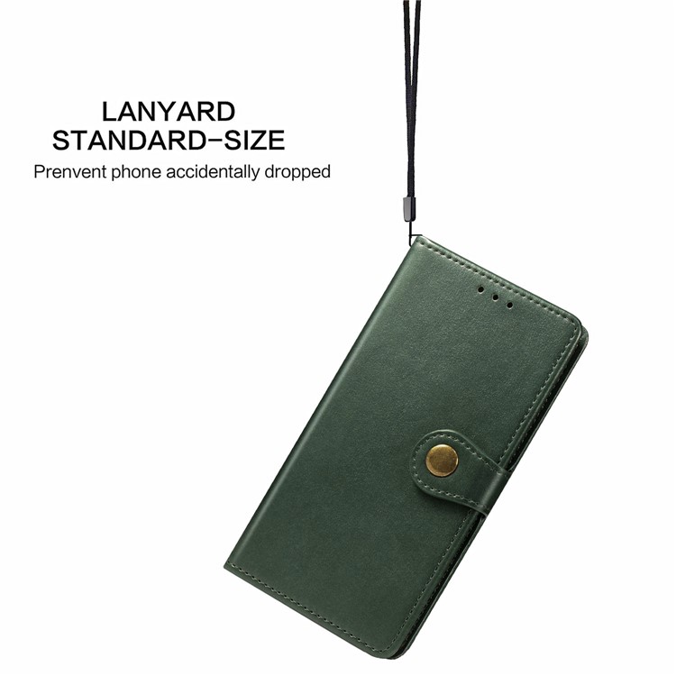 Solid Color Wallet Stand Leather Phone Casing for OnePlus 7 Pro - Army Green-9