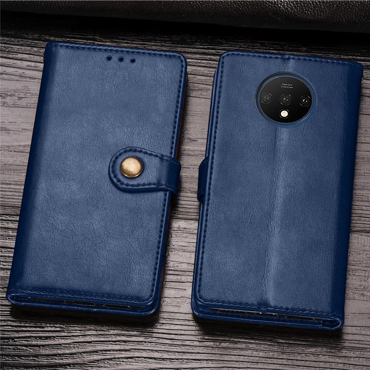 Wallet Leather Stand Case for OnePlus 7T - Blue-14