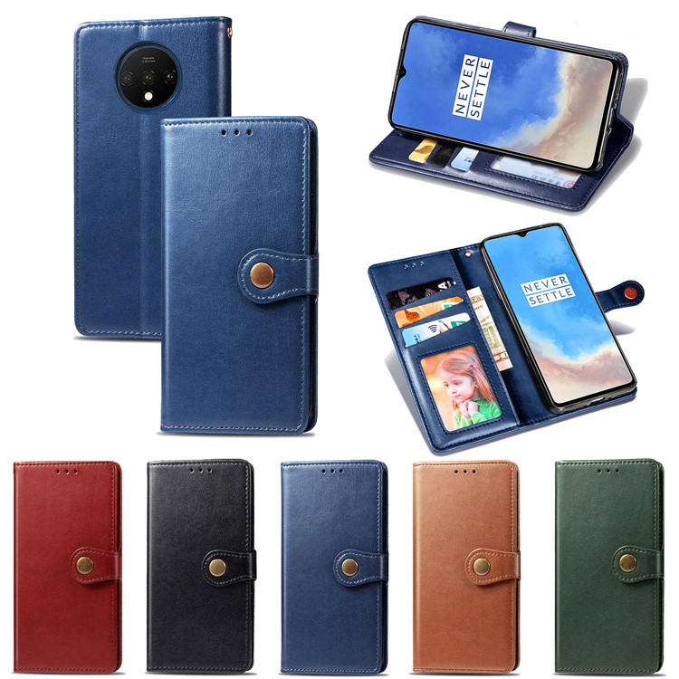 Wallet Leather Stand Case for OnePlus 7T - Blue-15