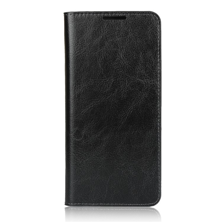 Crazy Horse Skin Genuine Leather Wallet Phone Case for OnePlus 7T Pro - Black-2