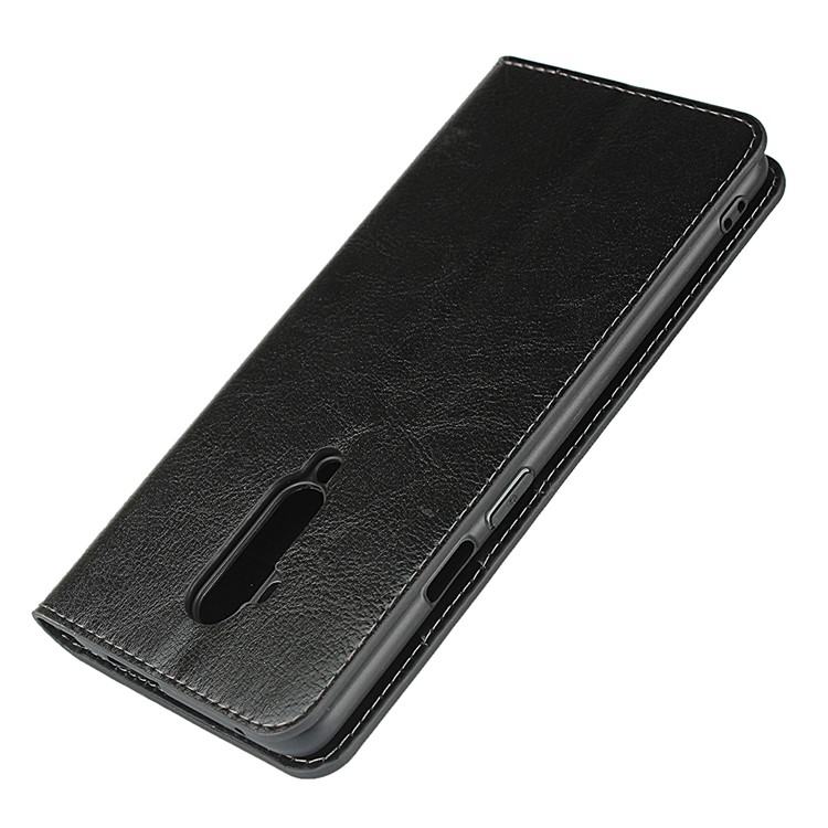 Crazy Horse Skin Genuine Leather Wallet Phone Case for OnePlus 7T Pro - Black-6