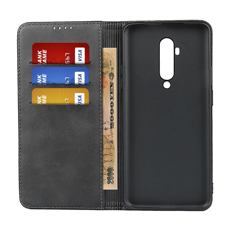 Couro Caixa De Telefone Estande Carteira Absorvida Automaticamente Para OnePlus 7T Pro - Preto-4