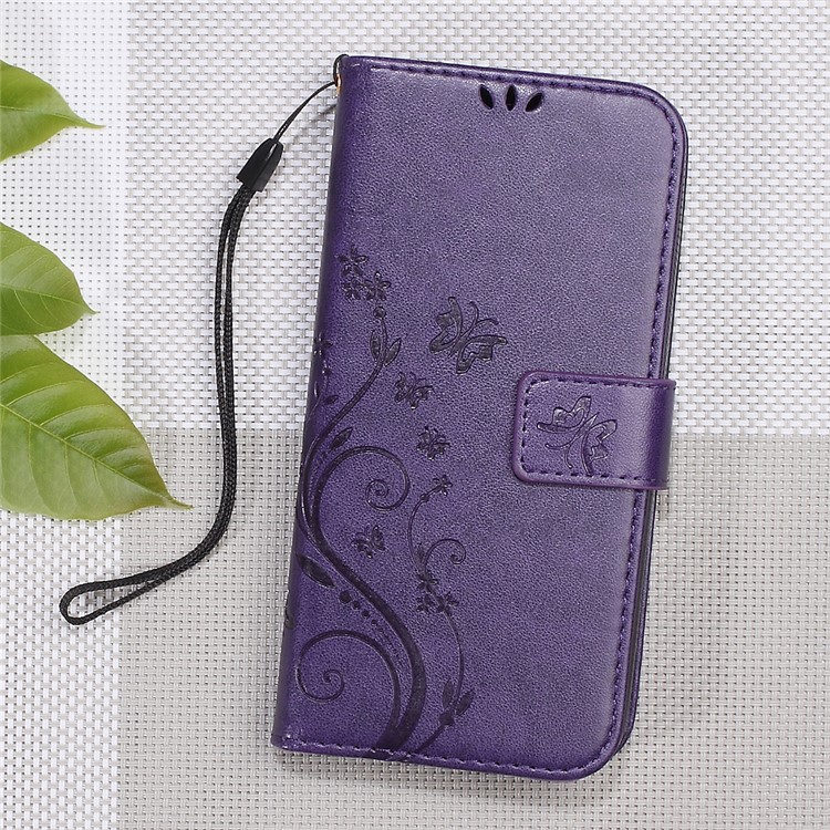 For OnePlus 3 / 3T Imprinted Butterfly Flower Wallet Leather Stand Phone Case - Purple-1