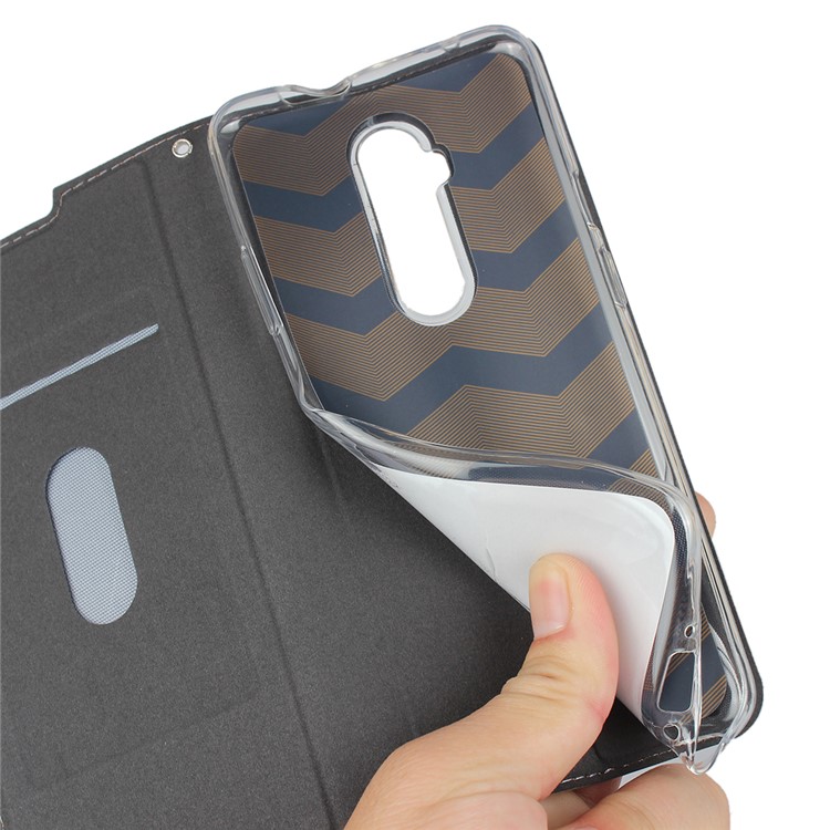 TPU+PU Leather Stand Case Shell with Strap for OnePlus 7T Pro - Black-9