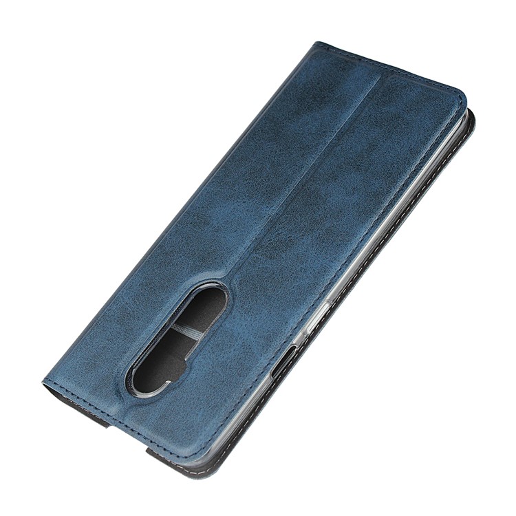 TPU + PU Shell Caso Estande De Couro Com Alça Para OnePlus 7T Pro - Azul-6