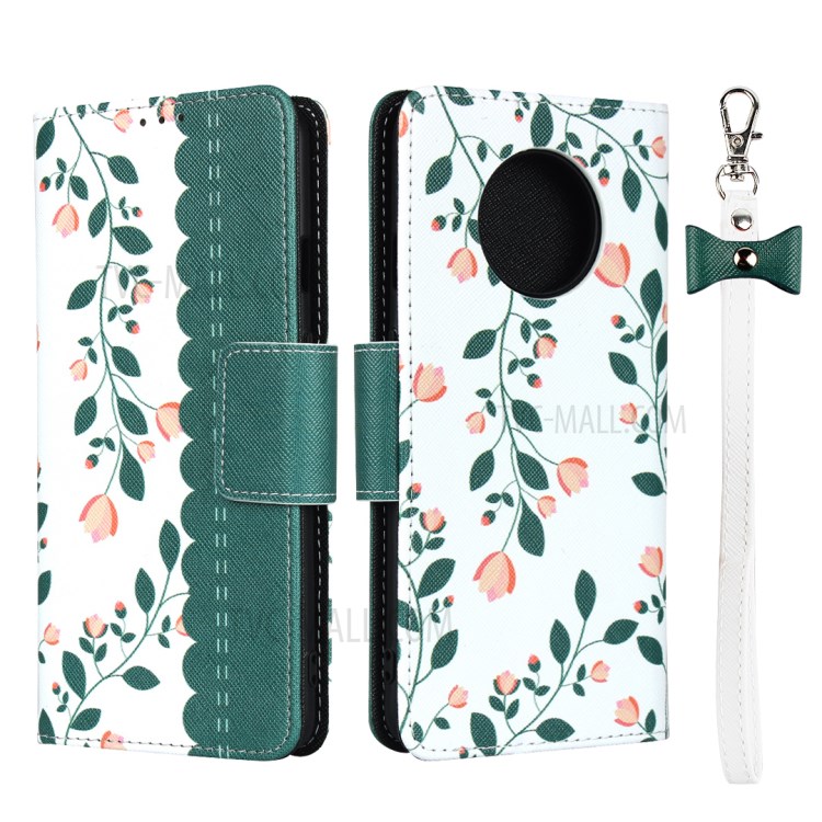 Pattern Printing PU Leather Wallet Phone Cover with Strap for OnePlus 7T - Green-1