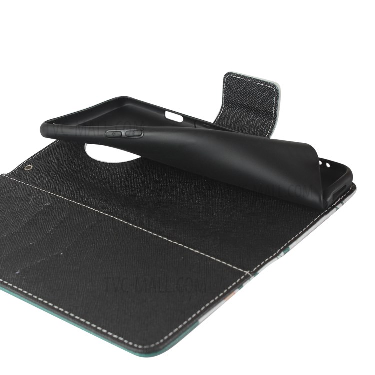 Pattern Printing PU Leather Wallet Phone Cover with Strap for OnePlus 7T - Green-7