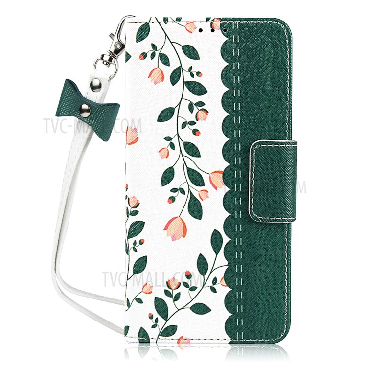 Pattern Printing PU Leather Wallet Phone Cover with Strap for OnePlus 7T - Green-8