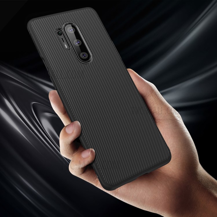 Jazz Series Twill Texture Flexible TPU Cell Phone Cover for OnePlus 8 Pro - Black-4