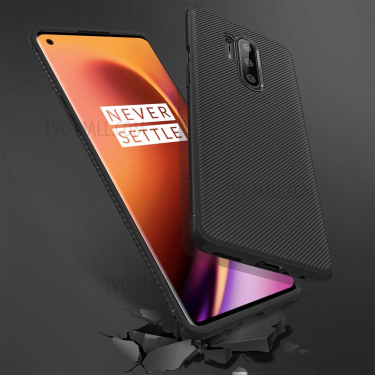 Jazz Series Twill Texture Flexible TPU Cell Phone Cover for OnePlus 8 Pro - Black-5