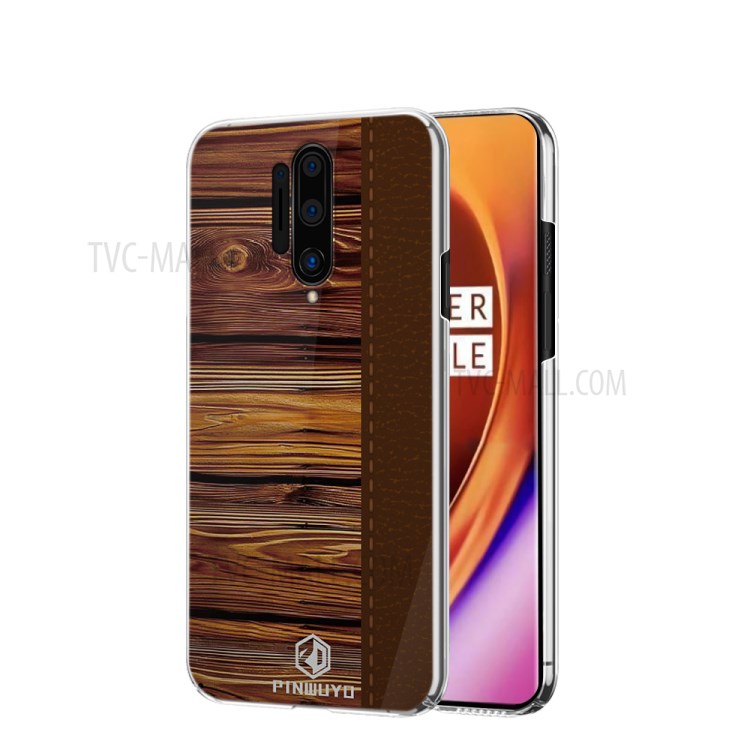 PINWUYO Pin Dun Series Wood Grain Hard PC Mobile Phone Shell Case for OnePlus 8 Pro - Brown-1