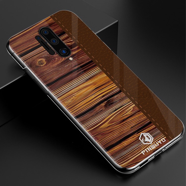 PINWUYO Pin Dun Series Wood Grain Hard PC Mobile Phone Shell Case for OnePlus 8 Pro - Brown-3