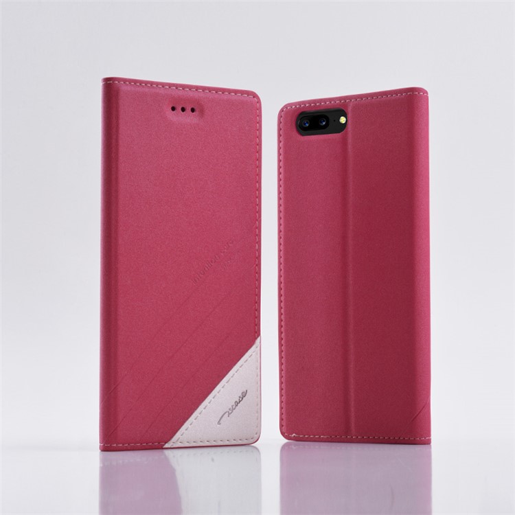 TSCASE Sand-like Texture Leather Case with Stand for OnePlus 5 - Rose-2