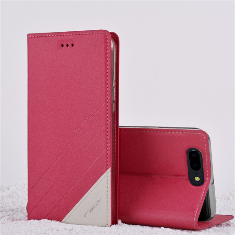 TSCASE Sand-like Texture Leather Case with Stand for OnePlus 5 - Rose-3