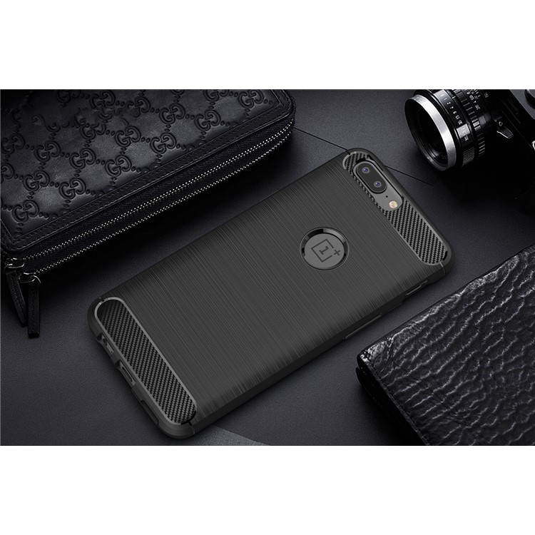 Carbon Fiber Texture Brushed TPU Back Case for OnePlus 5 - Black-10