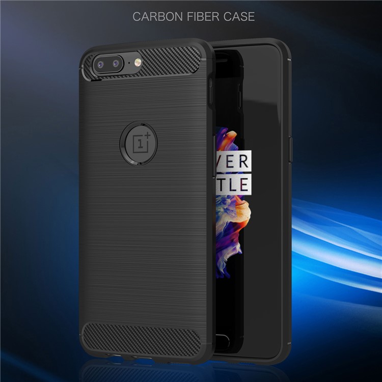 Carbon Fiber Texture Brushed TPU Back Case for OnePlus 5 - Black-2