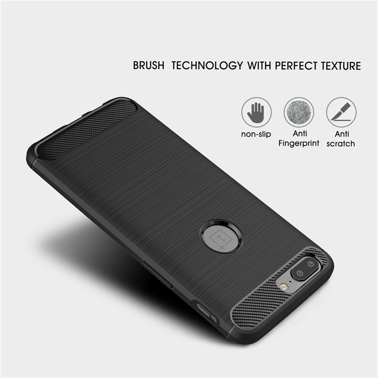 Carbon Fiber Texture Brushed TPU Back Case for OnePlus 5 - Black-3