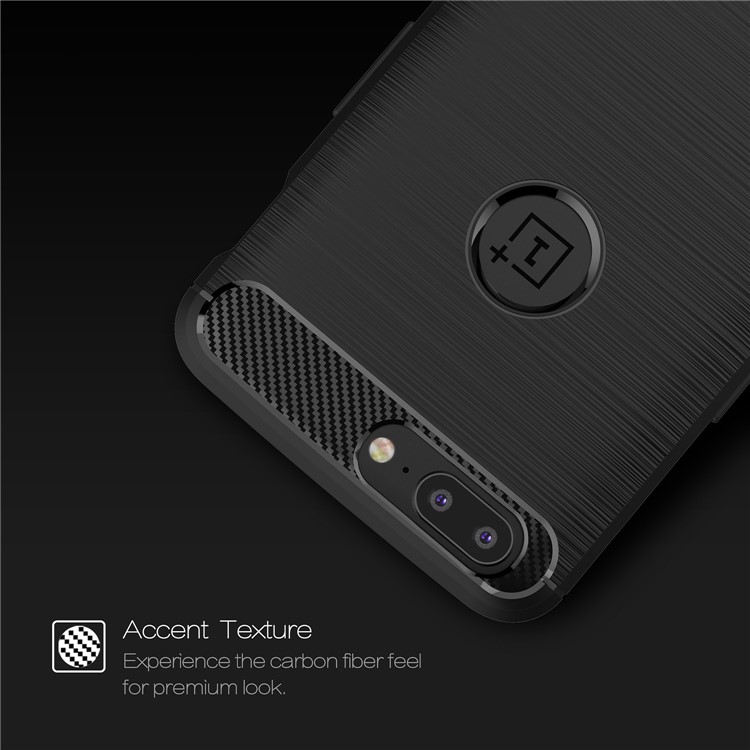 Carbon Fiber Texture Brushed TPU Back Case for OnePlus 5 - Black-4