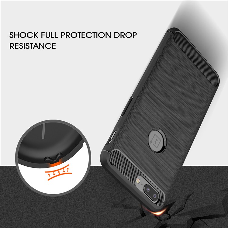 Carbon Fiber Texture Brushed TPU Back Case for OnePlus 5 - Black-6