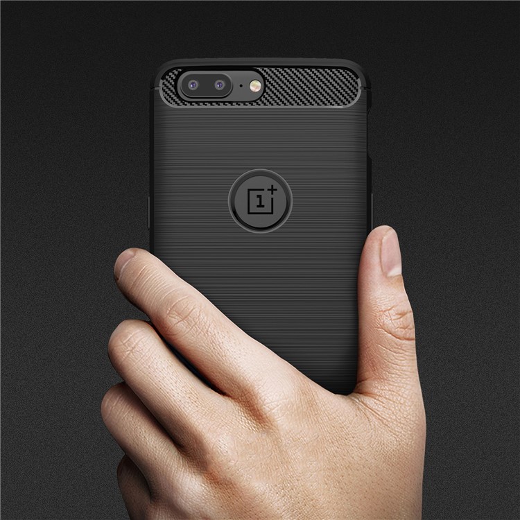 Carbon Fiber Texture Brushed TPU Back Case for OnePlus 5 - Black-8