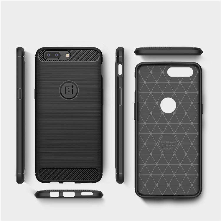 Carbon Fiber Texture Brushed TPU Back Case for OnePlus 5 - Black-9