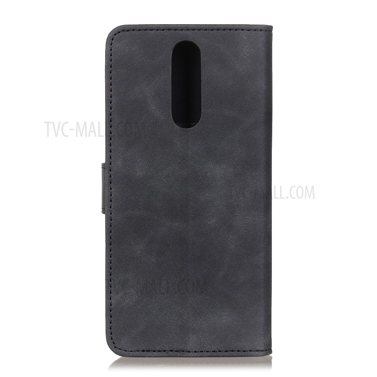 KHAZNEH Vintage Style Leather Wallet Stand Case for OnePlus 8 - Black-2