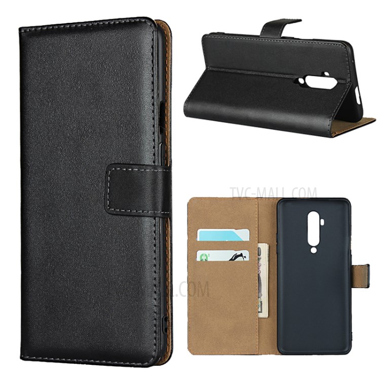 Genuine Leather Shell with Stand Wallet Protective Case for OnePlus 7T Pro-1