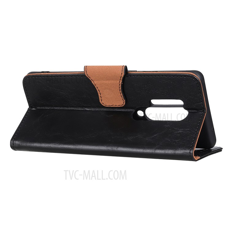 Crazy Horse Split Leather Wallet Magnetic Shell Case for OnePlus 8 Pro - Black-4