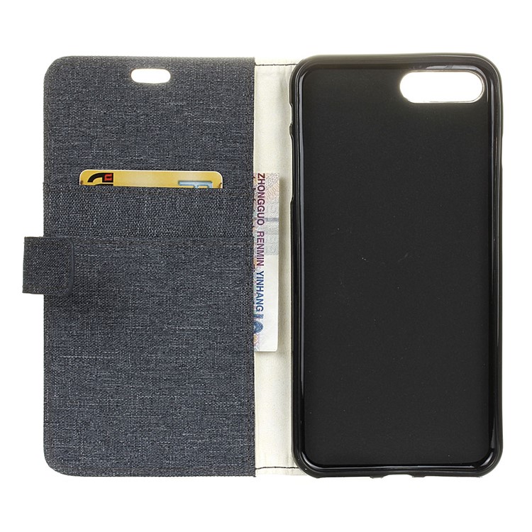 Linen Cloth PU Leather Wallet Case for OnePlus 5 - Black-4