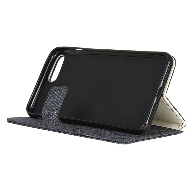 Linen Cloth PU Leather Wallet Case for OnePlus 5 - Black-5