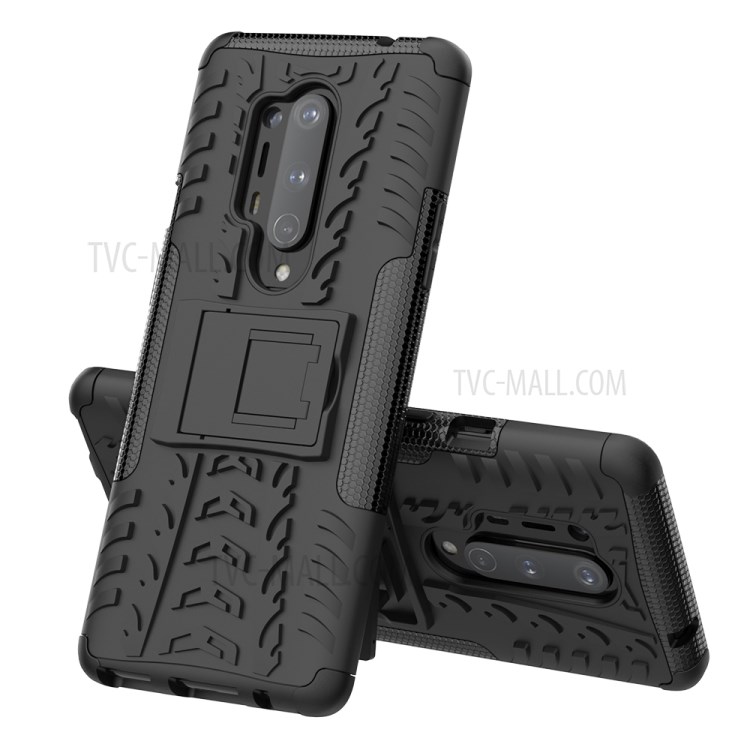 Solide PC + TPU Combo Avec Béquille Pour OnePlus 8 Pro - Noir-1