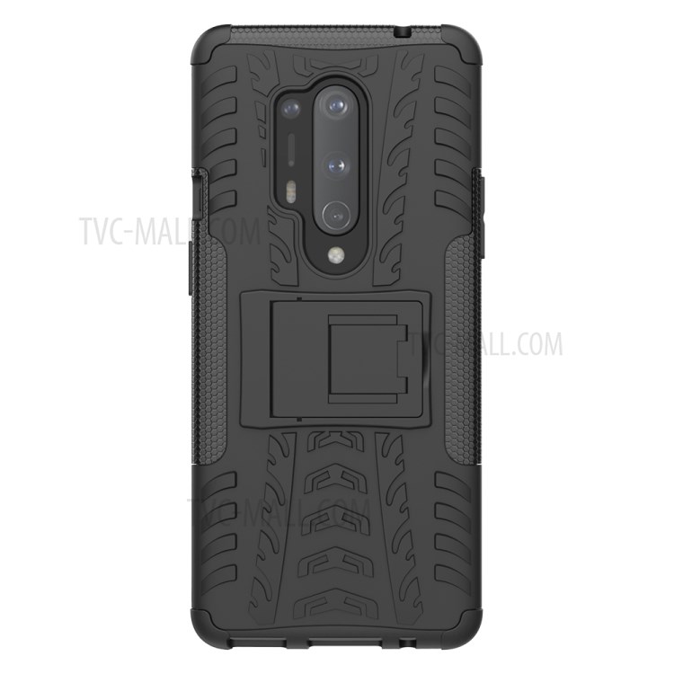 Solid PC + TPU Combo Case with Kickstand for OnePlus 8 Pro - Black-4