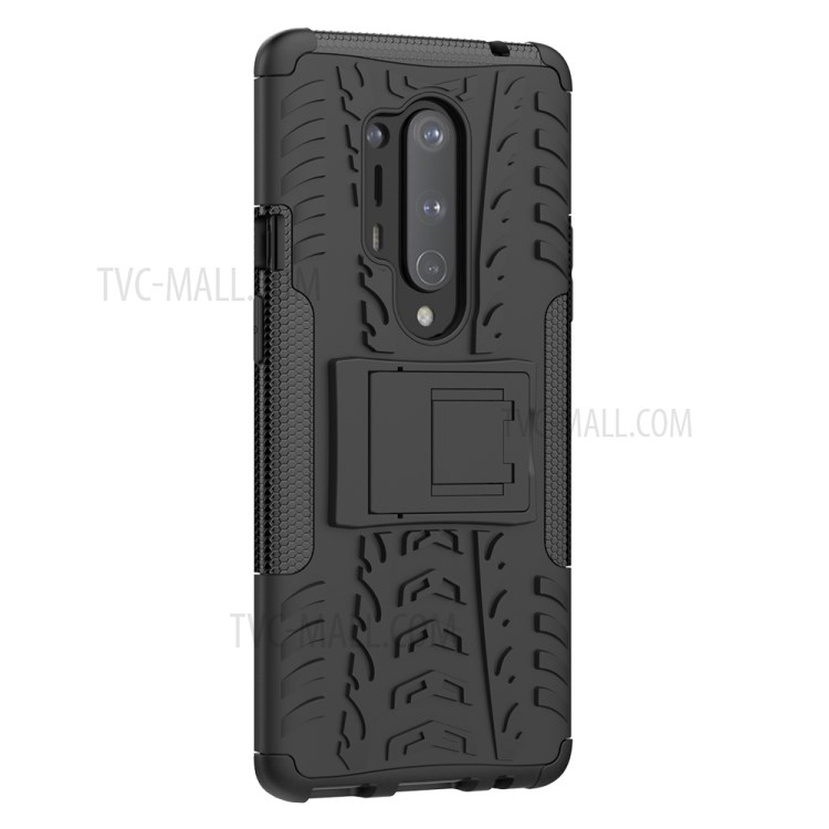 Solid PC + TPU Combo Case with Kickstand for OnePlus 8 Pro - Black-6