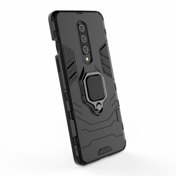 Cool Guard Ring Holder Kickstand PC TPU Hybrid Case Protective Shell for OnePlus 8 - Black-6