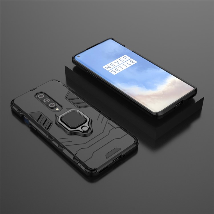 Cool Guard Ring Holder Kickstand PC TPU Hybrid Case Protective Shell for OnePlus 8 - Black-8