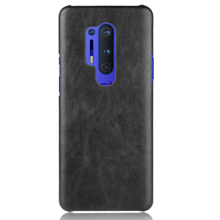 Litchi Skin PU Leather Coated Plastic Mobile Phone Hard Shell for OnePlus 8 Pro - Black-3