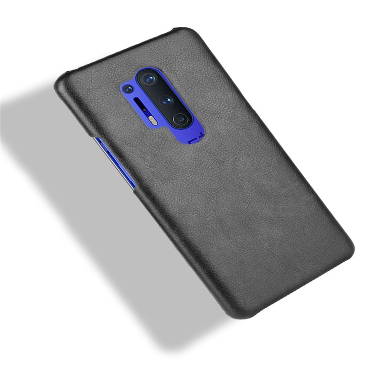 Litchi Skin PU Leather Coated Plastic Mobile Phone Hard Shell for OnePlus 8 Pro - Black-5