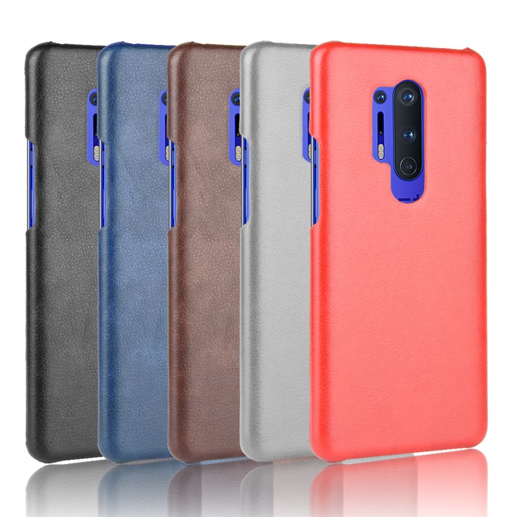 Litchi Skin PU Leather Coated Plastic Mobile Phone Hard Shell for OnePlus 8 Pro - Black-6