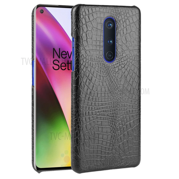 Crocodile Skin PU Leather Coated Hard PC Case for OnePlus 8 - Black-1