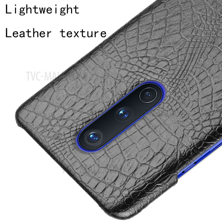 Crocodile Skin PU Leather Coated Hard PC Case for OnePlus 8 - Black-4